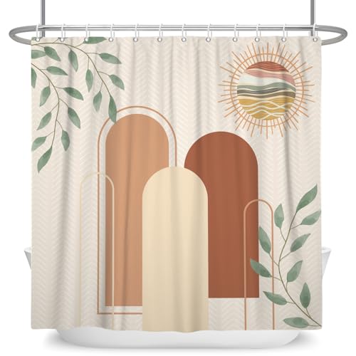 Rideau de douche boho de qualité supérieure textile feuilles vertes - 5