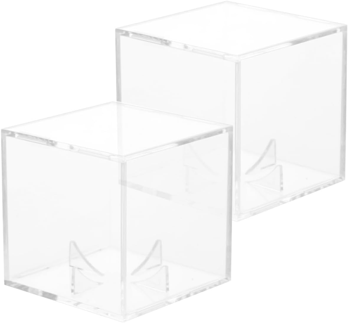 2pcs Small Acrylic Baseball Display Cases Dustproof Storage Boxes for Collectible Balls, Portable Sports Memorabilia Holders for Home and Office