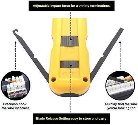 VCELINK Punch Down Tool with 110/66 Blades, Multifunction Hook Tool for RJ45 Cat5/Cat6 Keystone Jacks and Telephone Socket Terminal Insertion
