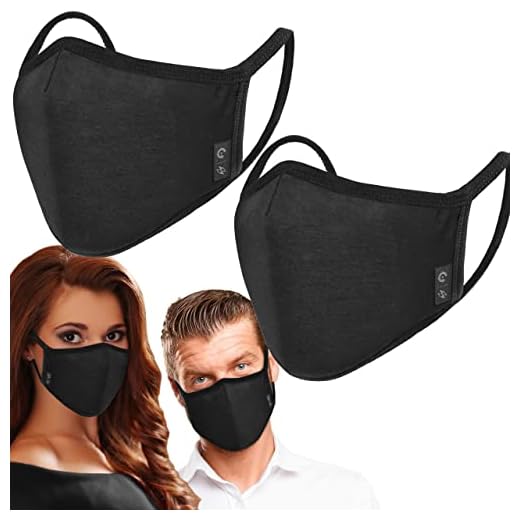 2-Pack Unisex Cloth Washable Reusable Cover-100% Cotton 3 Layer black outdoor