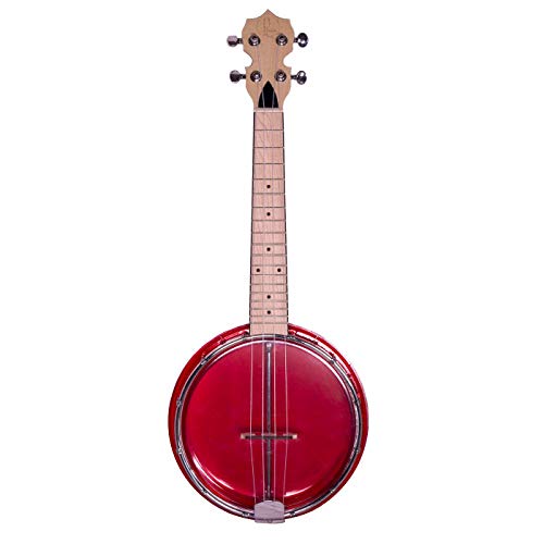 Banjolele Bones BB400R 4 cuerdas Rojo,Tamaño concierto 382mm, parche y aro de plástico
