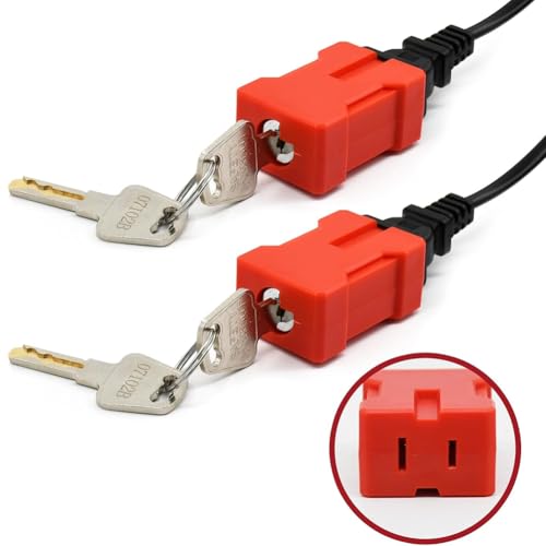 Xnuiasqe Dispositivo de Bloqueo de Enchufes para Cables Eléctricos (Paquete de 2) Bloqueo de Seguridad para Tomacorrientes, Compatible para Servicios de Apagado Eléctrico