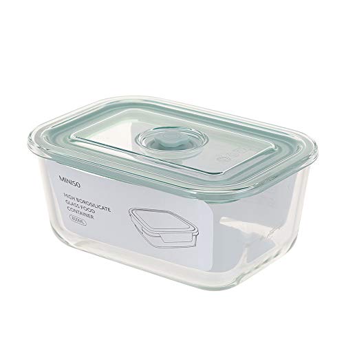 Image of MINISO 800ML Durable Square Glass Storage Container with Air Vent Lid for Kitchen,800ML