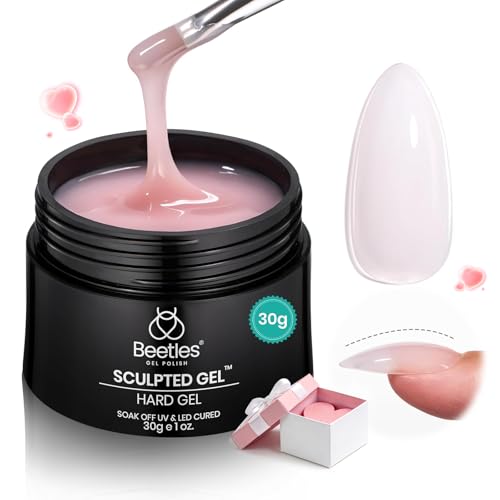 Gelab cosmetics LLC Beetles Hard Gel for Nails Kit,Soft Nude 3 Colors Clear Nude Pink Sculpted Gel with Long Square Half Cover Nail Tips,for Extension Sculpting Building UV Nails,Nude Builder Gels for Salon Pros Beginner 288pcs