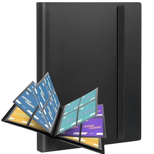 Card Binder, Trading Card Album Binder, 4 Pocket, 160 Pockets, for MTG TCG Sports Cards, Black