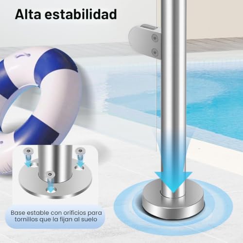 Barandilla para escaleras de 110 cm con soporte de cristal inoxidable prémium 4
