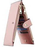 Travelambo Womens Walllet RFID Blocking Bifold Multi Card Case Wallet with Zipper Pocket Genuine Leather (Pink Lotus)