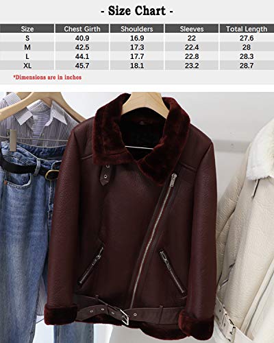 Winter Women Faux Leather Lambs Leather Jacket Moto Biker Coat Fur Collar Zipper Warm Thick Coat3