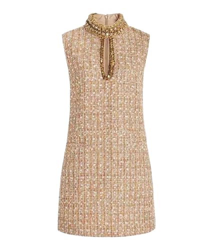 Women's Trendy Loose Grid Mini Dress - Round Neck Sleeveless