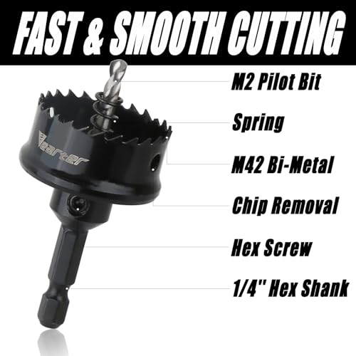 Vearter Bi-Metal Hole Saw Sets 3PCS, 20-32mm Cobalt M42 Bimetal Circular Hole Drill Kit Hex Shank, Thin Wall Wood Drill with Arbors, for Wood, Metal, Copper, Plaster, PVC, Steel Plate, Drywall 3 Vearter Bi-Metal Hole Saw Sets 3PCS, 20-32mm Cobalt M42 Bimetal Circular Hole Drill Kit Hex Shank, Thin Wall Wood Drill with Arbors, for Wood, Metal, Copper, Plaster, PVC, Steel Plate, Drywall - Image 3