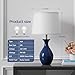 PARTPHONER Table Lamp Set of 2, Modern Ceramic Bedside Lamps for Night Stands, Classic Small Lamp Nightstand Lamp for Bedroom Living Room Desk End Table Rocker Navy Blue