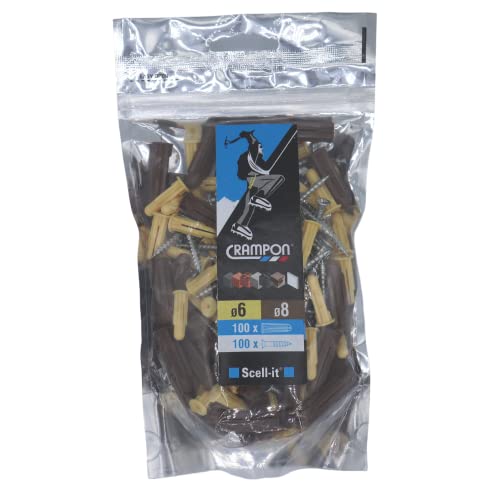 100 Chevilles Crampon® Dégrappées Ø6x25/Ø8x32 Marron et Jaune + VIS, Tout Matériaux , Produit Français avec Qualité Premium Cover