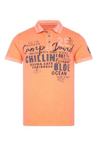 Camp David Herren Poloshirt aus Flammgarn-Pikee Sunset Neon XL