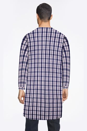 Men's Woven Nightshirt Gown Long Sleeve V-neck Cotton/Poly Front Snaps Nightwear Comfortable Pajama sleepwear3
