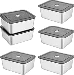 DMJJSD Stainless Steel Containers With Lids- 6pcs 500ml Metal Lunch Box – Food Containers Leakproof Lunchbox – Bento Box with Spare Seal Oven Freezer Dishwasher Safe (Color 1)