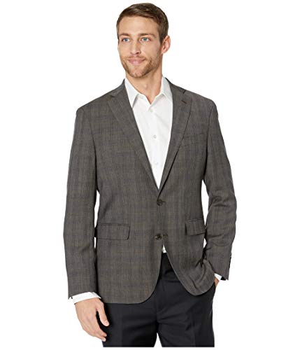Cole Haan Slim Fit Suit Separate Coat Brown Plaid 44S