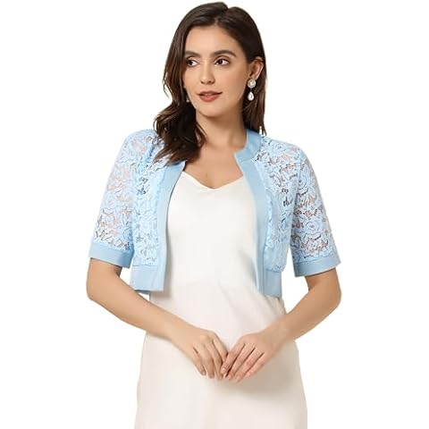 Allegra K Light Blue Lace Bolero Shrug Cover
