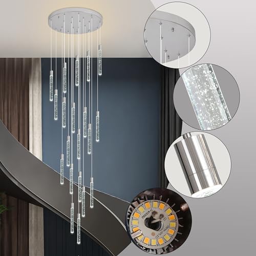 Image of 20-Lights Bubble Crystal Chandelier for Entryway High Ceiling,Chrome