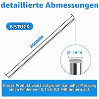QANCEN 6 Stück Edelstahlstäbe Rundstäbe Edelstahl 5mm x 200mm, Metallrundstäbe zum Basteln, 304 Edelstahl Vollrundstab Metallstange Stabstahl, Rundstahl für DIY Handwerk Modellauto Flugzeug – Ansicht 2