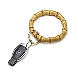 Ido4U Natural Bamboo Key Ring Bracelets Wristlet Keychain Holder with 3.4' Inner Diameter (12mm, B-Natural Color)