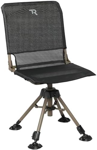 TR Hunting Chair 360 Degree Silent Swivel Folding Chair for Blinds, 400lbs Capacity 2 Legs Adjustable Height Comfortable Stable Hunting Seats, Portable Ground Hunting Chair