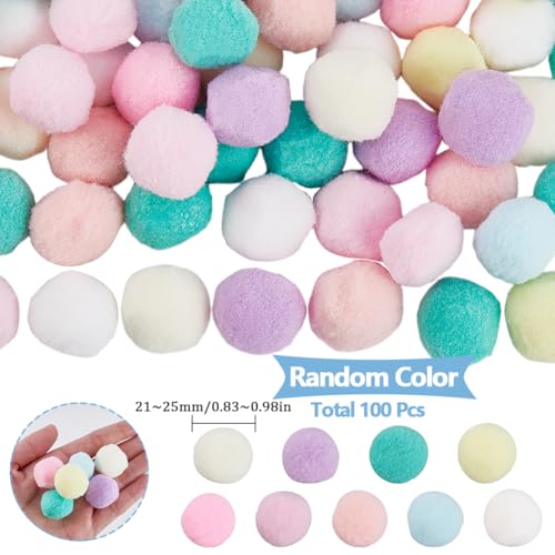 SUNNYCLUE 100Pcs Colorful Pompom Balls Crafts Pom Poms 25mm Polyester Macaron Soft Fluffy Fuzzy Decors Round Mini Pompoms Ball for Making DIY Creative Arts Crafting Party Home Decorations Supplies - Image 2