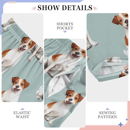 Jack Russell Dogs Pattern Boys Long Pants Soft Trousers Elastic Waist Kids Lounge Bottoms with Pockets S-XL4