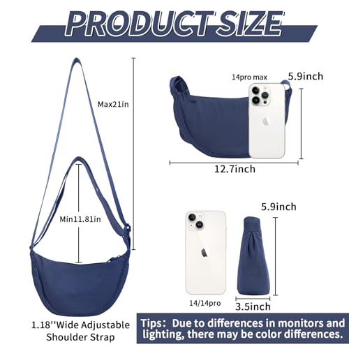 Image of Nylon Crescent Crossbody Bag for Women Purses Trendy Men,Small Travel Sling Bag Hobo