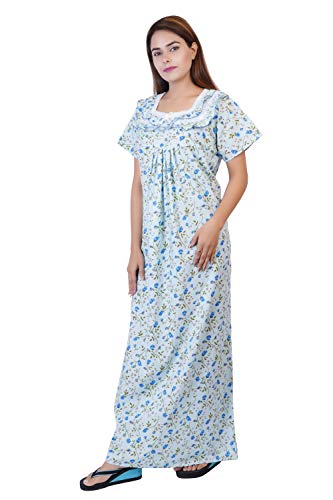 Image of Women's Cotton Block Print Knee Length Nighty