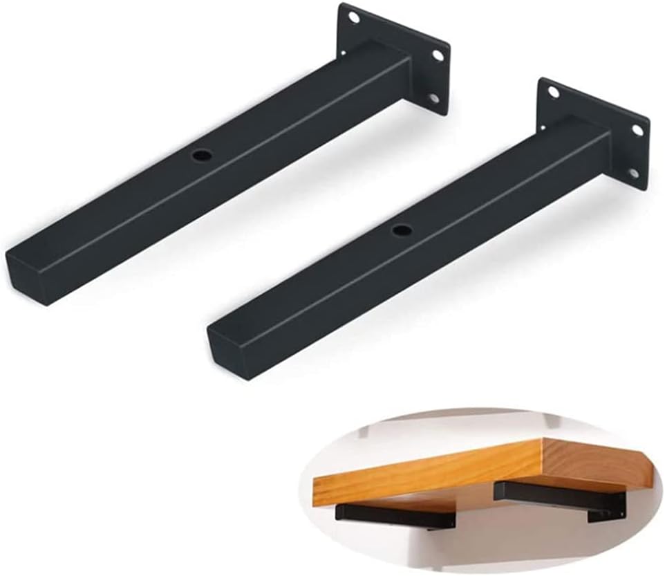 Zanotva 2 Pack Heavy Duty Industrial Floating Shelf Brackets Retro Wall Mounted Shelf Supports Includes Screws & Wall Anchors(25cm/9.8in)