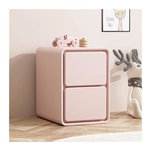 Table de chevet de chambre rose pour ranger vos affaires grâce à ses 2 tiroirs compacts