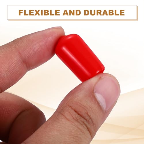 Image of uxcell 88Pcs Rubber End Caps, 13mm(15 /32 inch) ID 20mm(25 /32 inch) Height Round Screw Thread Protectors Flexible Screw Bolt Covers Caps for Metal Tube Rod Bolt, Red