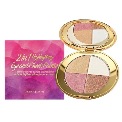 Eye & Cheek Palette - Eyeshadow and Highlighter Makeup Eye Shadow Palettes Multifunctional Makeup Palettes Contour Kit Shimmer Glow Face Highlighter Palette for Women Face Natural Glow Contour Powder