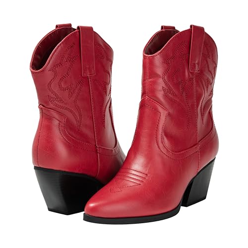 KAYDAY Womens Cowboy Boots Western Ankle Pointed Toe Short Cowgirl Booties MORLEY4