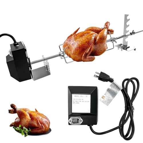 Universal BBQ Rotisserie Grill Kit, Automatic Rotating BBQ, UL Certificated Grill Rotisseries with 120V 4W Motor, 28” Spit Rod, 2 x 4 Forks, Complete Holders and Fixing Screw for Most Gas Grills
