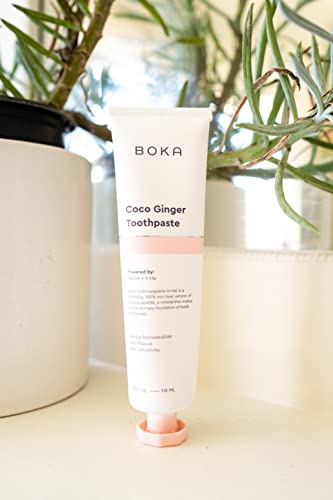 Image of Boka Fluoride Free Toothpaste - Nano Hydroxyapatite, Remineralizing, Sensitive Teeth, Whitening - Dentist Recommended for Adult, Kids Oral Care - Coco Ginger Flavor, 4 Fl Oz 3Pk - US Manufactured