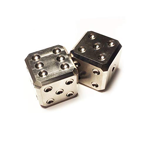 Precision CNC Machined Grade II solid TITANIUM dice - 6 sided casino die SET of 2