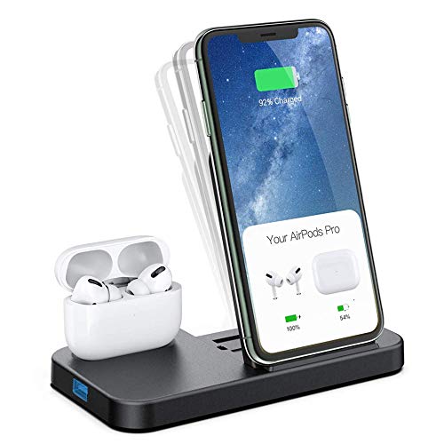 Conido Wireless Charger, 2 in 1 Wireless Charging Station for iPhone and AirPods, Charging Dock for AirPods Pro/2/1, 7.5W Qi Fast Charger for iPhone SE 2020/11 Pro Max/XR/XS Max/X /8 Plus