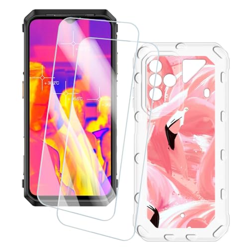 OAGELIM 2�Z�b�g �X�N���[���v���e�N�^�[ + �P�[�X Ulefone Power Armor 18T Ultra (6.58 �C���`) �Ƃ̌݊������� �A�[�e�B�X�e�B�b�N�J�X�^���v�����g�J�o�[�Ƌ����K���X�t�B���� �X�N���b�`�h�~ (�t���~���S)