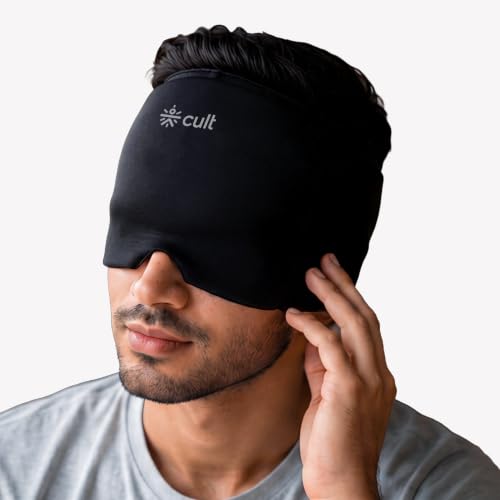 Image of CULT Migraine Relief Cap for Hot & Cold Gel Therapy | 360 Full Head Wrap Ice Mask for Headaches, Sinus Pressure & Tension Stress (Black)
