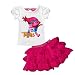 AOVCLKID Trolls Little Girls' 2Pcs Suit Cartoon Shirt and Skirt Set (Rose,100/2-3Y)