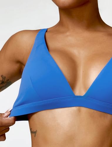 Image of ABOCIW Womens Deep V Neck Sports Bra Padded Low Impact Fitness Yoga Bra U Back Wireless Gym Workout Bra Crop Top