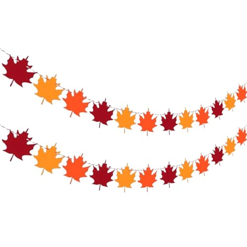 Darice Fall Leaf Garland 6 Feet w Mixed Maple Leaves - Digs N Gifts