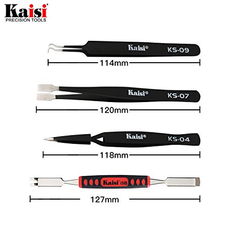 Kaisi 13 Pcs Precision Tweezers Set Anti-Static Esd Tweezers Kit With 13 Precision Non-Magnetic Stainless Steel Tweezers With Tweezers Storage Bag #TOP3