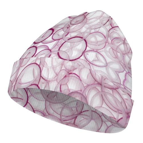 Slice Red Onion Rings Pattern Kids Beanie Hat for for Girls Boys Children Cap Winter Knitted Chemo Cancer Headwear Accessories Gifts Decoration