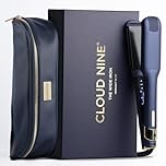 CLOUD NINE The Wide Iron Hair Straightener Blue | Variable Temperature Control | Revive Mode Mineral-Infused Plates | Digital Display 360° Swivel Cord | Protective Guard | Strong Shiny Sleek Results