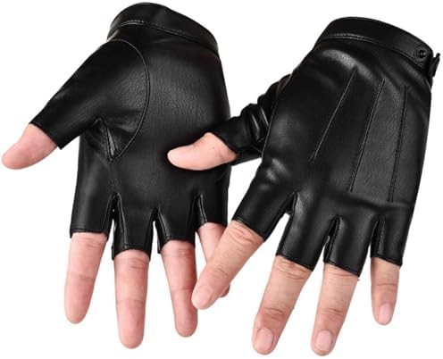 Guantes de conducción sin dedos de piel sintética de medio dedo, ...