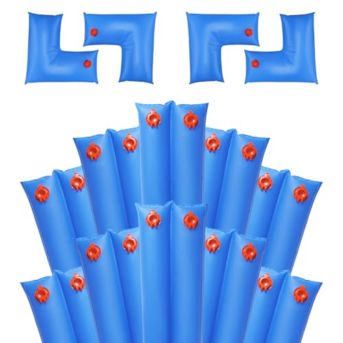 Pool Water Bags 8ft Double Chamber Cover Weights 10 Pack + 4 Corner Tubes