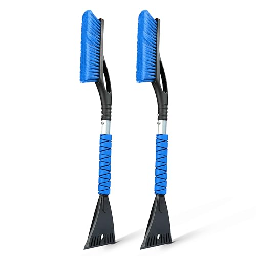 Image of EcoNour 27 inch Aluminum Snow Brush with Ice Scrapers for Car Windshield | For Car window | Car Snow Scraper and Brush with Ergonomic Foam Grip Winter Accessories (Blue)