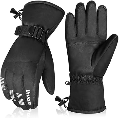 ihuan Winter Ski Snowboard Gloves Men Women - Cold Weather Gloves Touchscreen Fingers, Waterproof Snow Snowboarding Gloves Cover